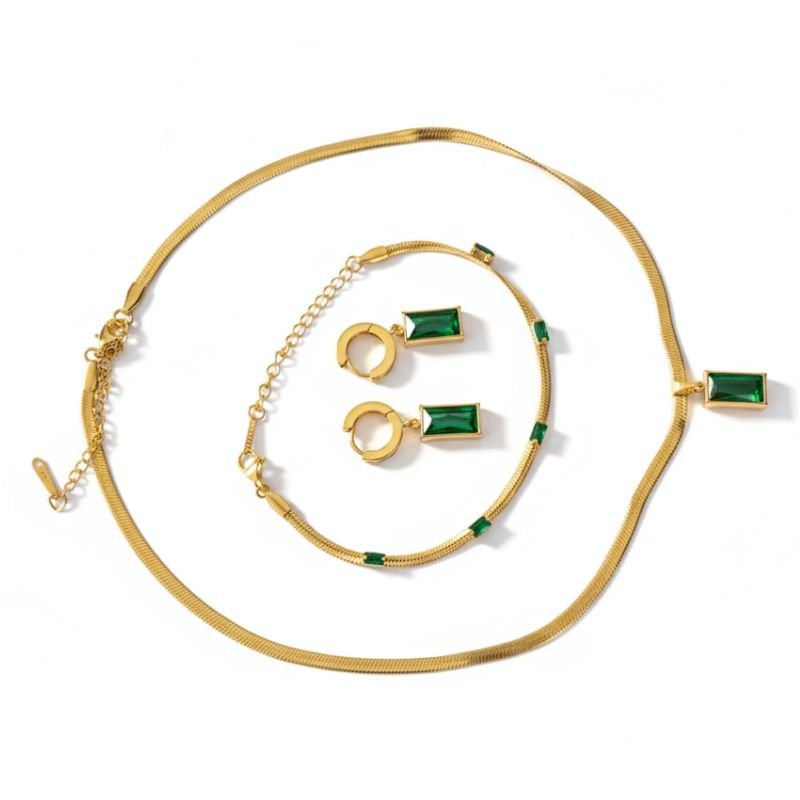 18K Gold Emerald Serpent Set