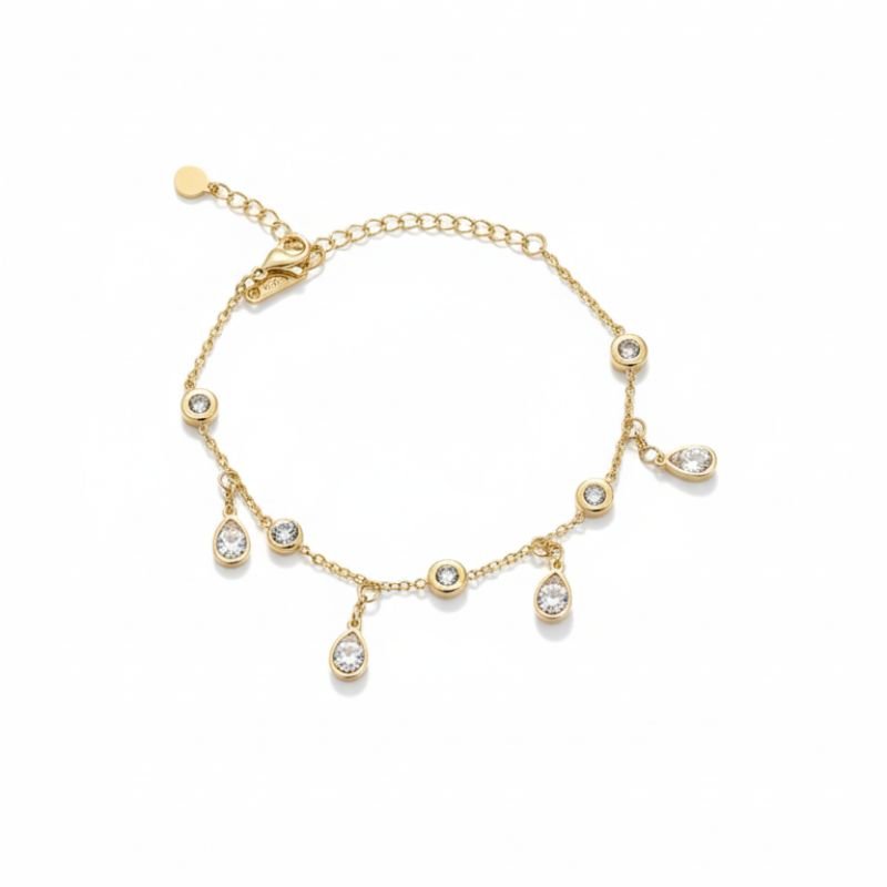 18K Gold Teardrop Diamond Dangle Jewelry Set - Image 4